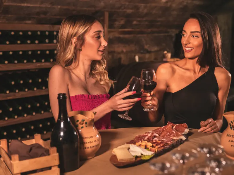 Christmas toast with house natural wine