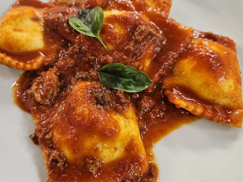 Homemade fresh ricotta ravioli